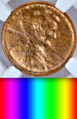 NGC MS64 Sunken Strike + Outward Strike! Extreme Specimen UNIQUE Lincoln Cent 1c - Image 1 of 4