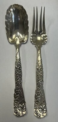 Juego de servir Tiffany Sterling Vine tenedor 9" cuchara 8 3/4" sin mono Foto 1 de 4