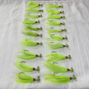 20 Pack of 1/2oz Chartreuse/Gold Flake Bucktails for Saltwater Fishing - Picture 1 of 3