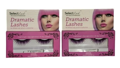 Select Lash Dramatic Black Purple 2 Pack Set Cosplay Costume Lashes New - Image 1 of 4