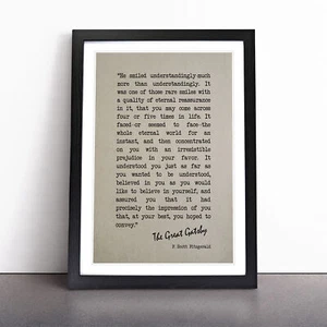 Great Gatsby Quote F. Scott Fitzgerald Typography Wall Art Print Framed Picture - Picture 1 of 9