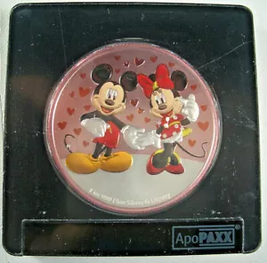 2020 NIUE $2 MICKEY & MINNIE SAN VALENTINE'S DAY CUORI D'AMORE 1 oz. MONETA ARGENTO - Foto 1 di 4