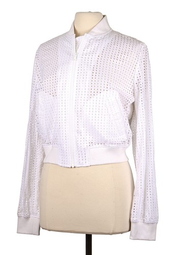 Giacca bomber da donna Love Moschino bianca pizzo cotone taglia US 8