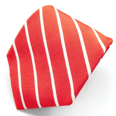 Corbata de seda BROOKS BROS salmón y blanco Club a rayas ancha 58 pulgadas x 4 pulgadas. Foto 1 de 4