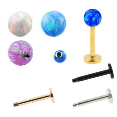 1,2mm Opal Schimmer Kugel mit Rose Gold Ohr Helix Tragus Lippen Piercing Labret - Bild 1 von 2