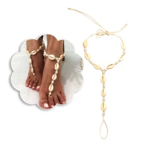 Pearl Shell Barefoot Sandal Anklet Foot Chain Toe Ring Beach Ankle Bracelet! KP - Picture 1 of 8
