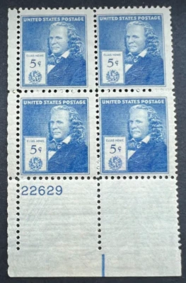 Scott#: 892 Elias Howel 5¢ 1940 Plate Block of Four MNHOG - Lot 2 - Image 1 of 2