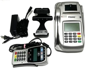 First Data FD200 Touchscreen Credit Card Terminal w/FD-35 Pin Pad Card Reader - Picture 1 of 6