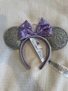 Disney Parks Authentic Tomorrowland Celestial Silver Purple Ears Headband NEW - Picture 1 of 8