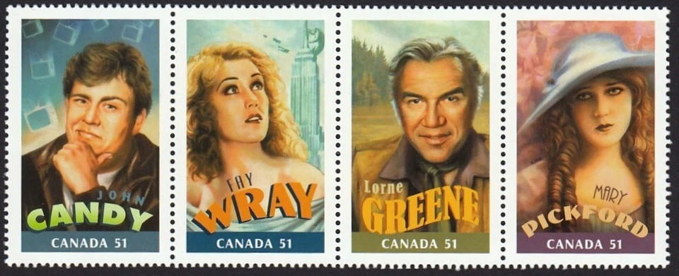 CANADIENSES EN HOLLYWOOD = tira de 4 de S/S Canadá 2006 #2153a-d MNH Foto 1 de 1