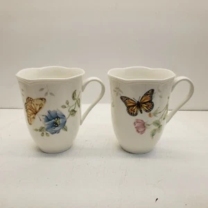 Pair Lenox Butterfly Meadow Mugs Set Of 2 - Picture 1 of 10