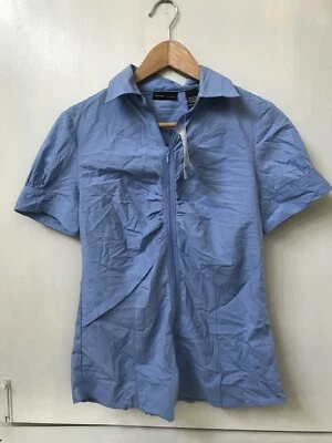 Blusa Top Blusa Mujer NEW YORK & COMPANY Azul Rayas Elastizada con Cremallera Talla 2 Nueva con Etiquetas Foto 1 de 4