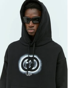 GUCCI authentic new cotton jersey hoodie sweatshirt size small mens black - Picture 1 of 11