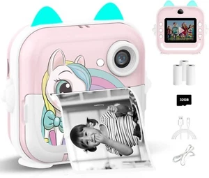 Fotocamera bambini con stampa istantanea Macchina fotografica 32GB Rosa Celeste - Foto 1 di 19