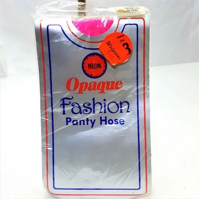 Vintage 80s Neon Fuchsia Pink Fashion Pantyhose New Opaque 100-160lbs 5"-5"9 USA - Image 1 of 4