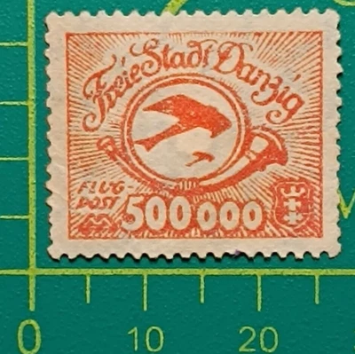 Gdansk stamp 1923, DANZIG- Sc C23 AP5 500,000m scarlet, Perf. 14, MH - Image 1 of 4