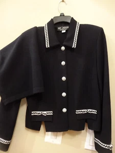 St. John by Marie Gray Black WhiteTrim Knit Suit Size 6 - Picture 1 of 9