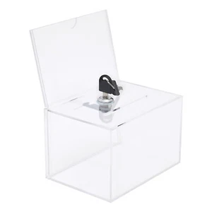 12PCS Acrylic Suggestion Boxes Clear Acrylic Donation Box Ballot Box with Lock - Picture 1 of 6