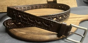 Trafalgar Size36 Braided Leather Belt Do Chocolate/ Brown - Picture 1 of 3