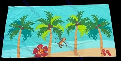 *Monkey Coconut Tree Floral Bright King Set 2 Pillow Cases  36" by  20"" - Image 1 of 3