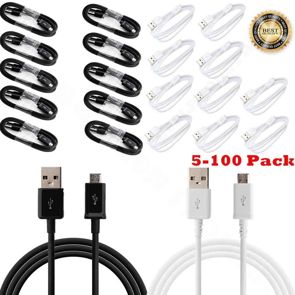 Lot Micro USB Charger Charging Sync Data Cable For Samsung Galaxy S3/4/5/6/7 - Image 1 of 4
