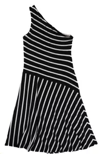 Lauren Ralph Lauren Women's Black White Stripe Off Shoulder Dress Ret $185 New - Picture 1 of 4