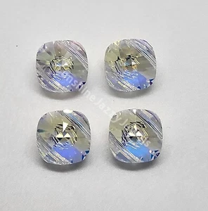 4pc Swarovski Crystal Clear AB 2 Hole Square 5180 Beads; 14mm; Double Strand - Picture 1 of 3