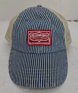 Ralph Lauren Denim & Supply Gorra Sombrero Ferrocarril Rayas Malla Camionero Nuevo con Etiquetas - Imagen 1 de 7