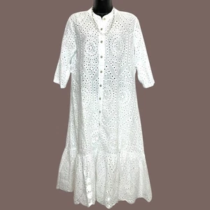 Vestido para mujer Milio Milano blanco boho 100 % algodón con ojales manga 3/4 talla S nuevo con etiquetas - Imagen 1 de 11