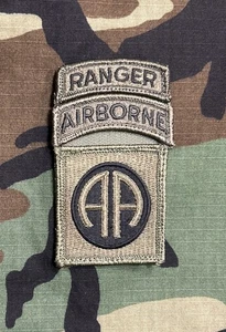 Parche/pestaña Ranger BDU del Ejército de los Estados Unidos 82.ª División Aerotransportada con gancho verde OD - Imagen 1 de 3