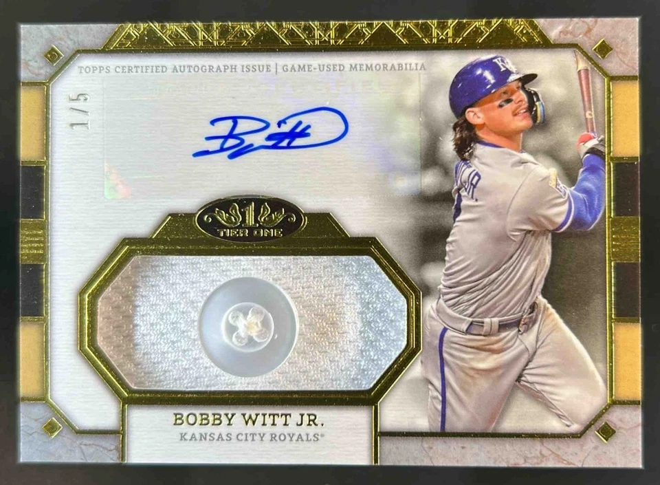 2024 Topps Tier One Bobby Witt Jr. Auto Relics Jumbo Buttons #1/5 Royals - Image 1 of 2