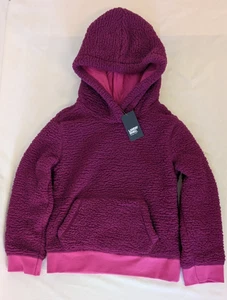 Lands End Youth Sherpa Pullover Hoodie Fuchsia Plum NWT ( MSRP $49.95) - Picture 1 of 10