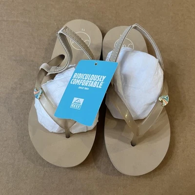 Sandalias Reef Juveniles Talla 11 Pequeño Encantador Oasis Beige Tanga Correa Trasera CJ5307 Foto 1 de 4