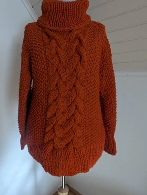 HANDMADE UNIKAT PULLOVER DAMEN MIT ROLLKRAGEN SELBSTGESTRICKT GR. 40/42 NEU - Bild 1 von 4