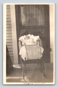 RPPC Baby Wicker Stroller Maxine Moomaw Leta to Anna Dudley Newberg OR Postcard - Picture 1 of 4