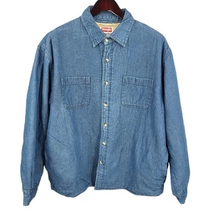 Chaqueta de mezclilla Wrangler para hombre XL azul forrada de piel sintética vintage años 90 Western Shacket - Imagen 1 de 14