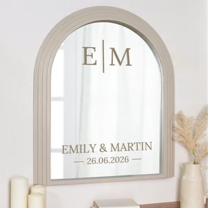 Spiegelaufkleber Hochzeit Initialen | Personalisiert Selbstanbringende Hochzeit Vinyl Sticker - Bild 1 von 9