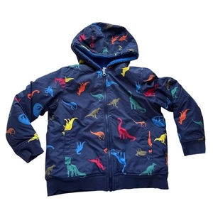 Chaqueta polar de peluche de dinosaurio reversible Hanna Andersson para niños talla 6-7 - Imagen 1 de 6
