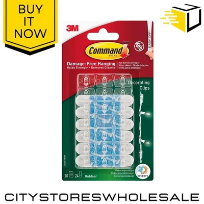 3M Command Outdoor Decorating Clips Clear, 20-Pack – Weatherproof, Damage-Free - Image 1 of 4