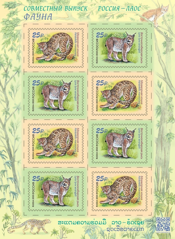 Russia-2025. Fauna. Wild cats. Mini-sheet - Image 1 of 1