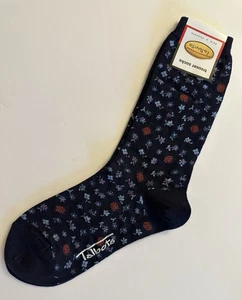Talbots Trouser Socks Navy Blue w/Ditzy Flower & Lady Bug Design sz 9-11 NEW - Picture 1 of 7