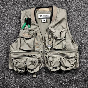 Columbia PFG Weste Herren Small Khaki Nylon Angeln Outdoor Multi-Pocket Vintage - Bild 1 von 7