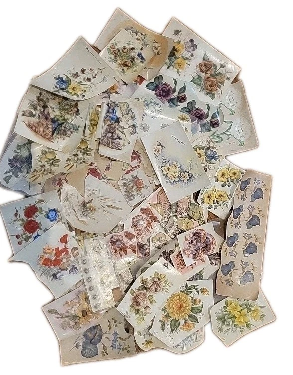 Lote de 100+ calcomanías de flores de hongos transferencia años 70 tamaños surtidos  Foto 1 de 4