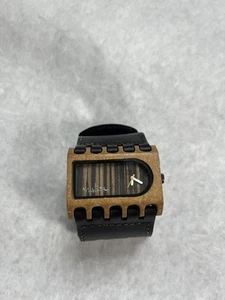 MISTURA Ferro Wooden Watch Analog Leather Strap Unisex Working W/ New Battery - Picture 1 of 13