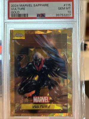 2024 TOPPS CHROME MARVEL SAPPHIRE ED GOLD #115 VULTURE PSA 10 GEM MT 42/50 POP 4 - Image 1 of 4