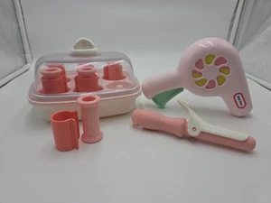 Vintage Little Tikes Pink Hair Rollers Curlers Curling Iron Brush Hairdryer Set  - Picture 1 of 7