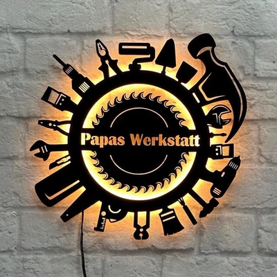 WOODFRIENDS personalisiertes Geschenk für Papa Handwerker Haustechniker Schild Wanddeko
