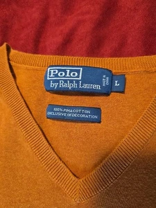 Polo Herren Weste LARGE 100% PIMA BAUMWOLLE orange mit grünem Logo - Bild 1 von 12