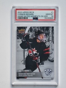 Connor Bedard 2023 UD Game Dated Moments #1 Silver PSA 10 GEM MT
