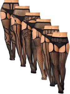 Jadive 6 Paar Damen Übergröße Netz Overknee Strümpfe Straps Strumpfband... - Bild 1 von 6